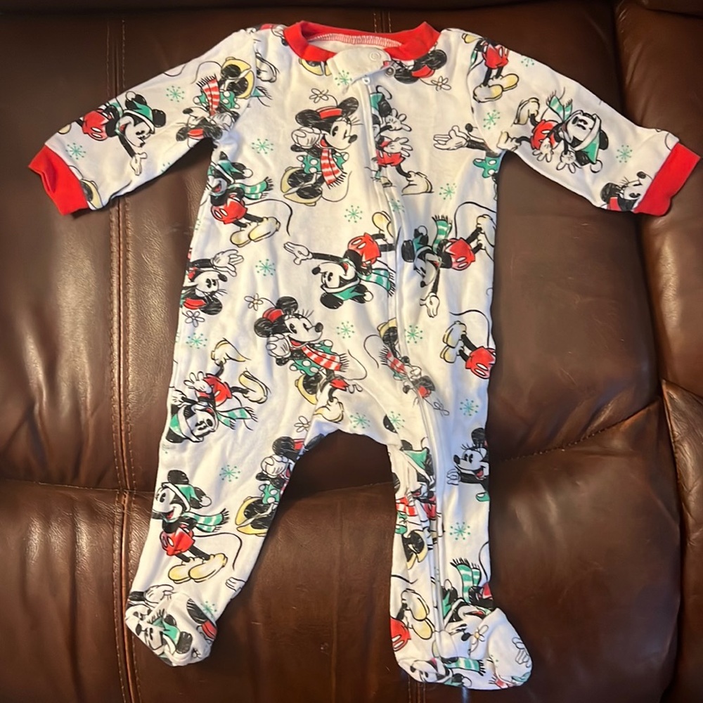 3/6M gender neutral Mickey Mouse Christmas onesie with zipper. $5